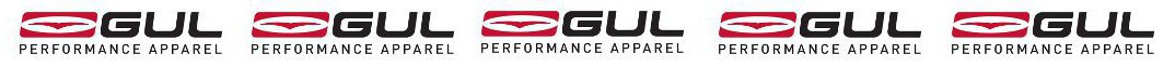 GUL performance apparel logo repeated 5 times
